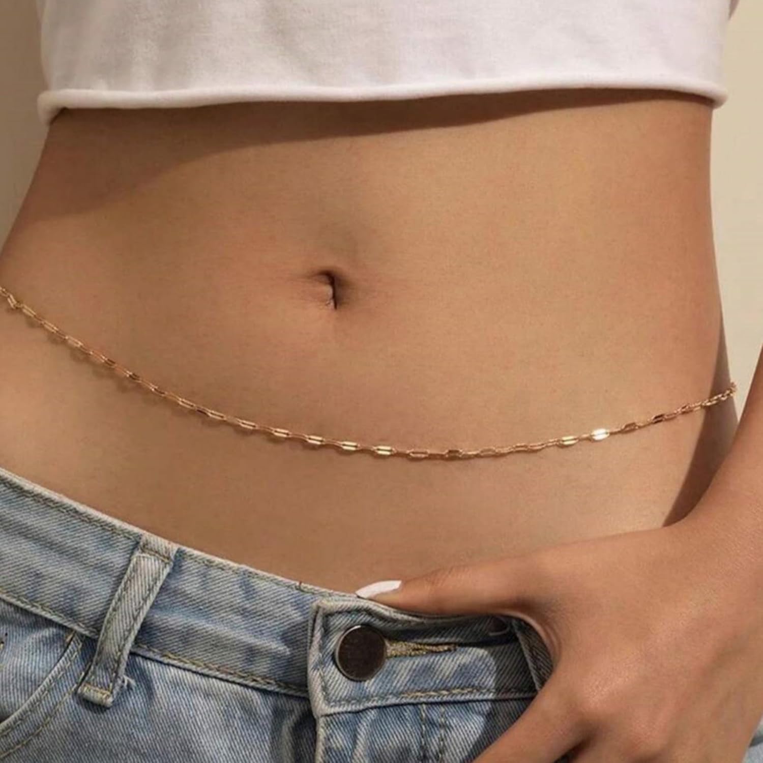 Longita Silver Gold Waist Chain Belly Chain for Women Body Chain Stomach Chains Stacked Waist Jewelry Stackable - Image 2