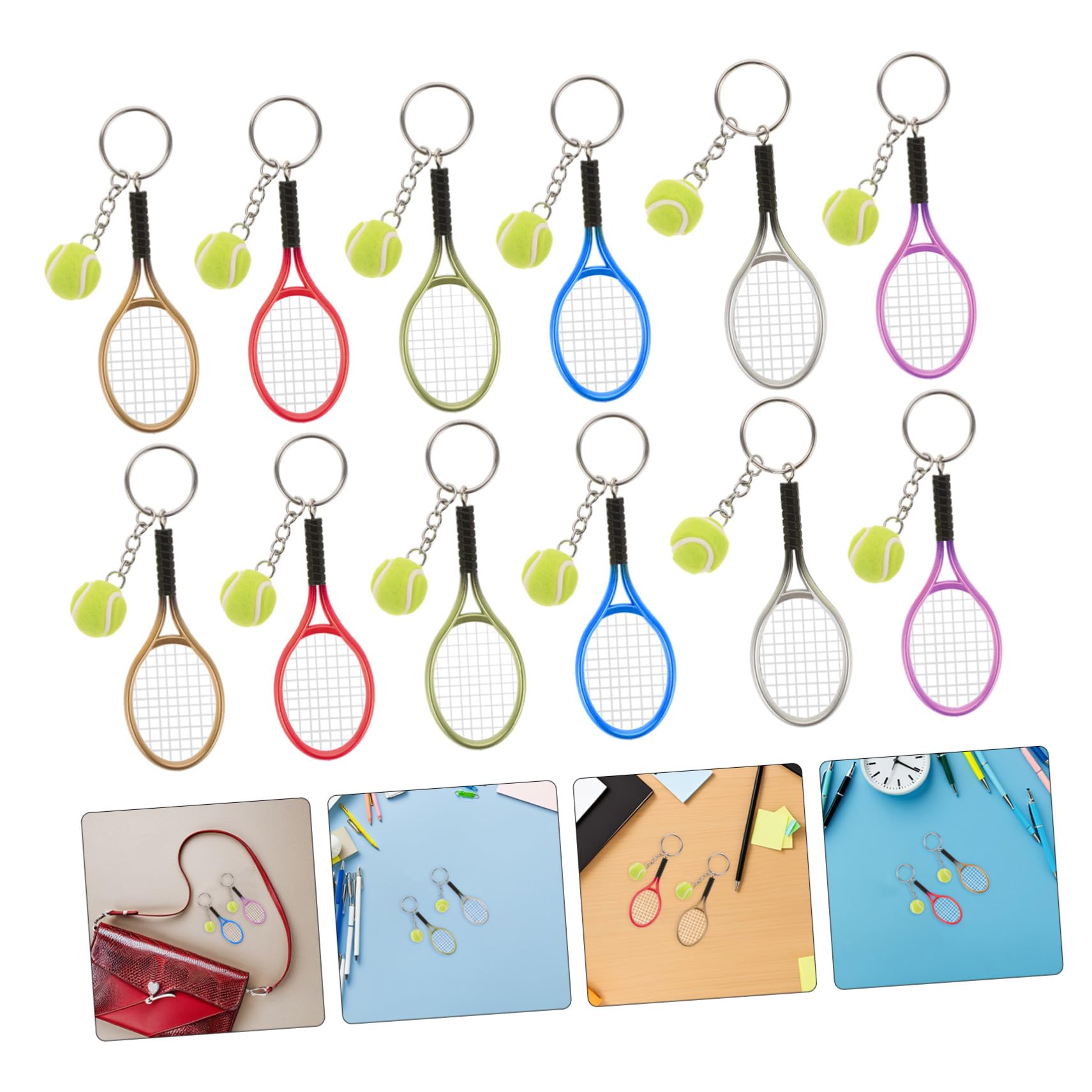 Portachiavi Racchetta da Tennis Mini 18 Pezzi in Plastica | 18pezzi, Forma Racchetta in Stile Unico, per Appassionati di Tennis e Feste