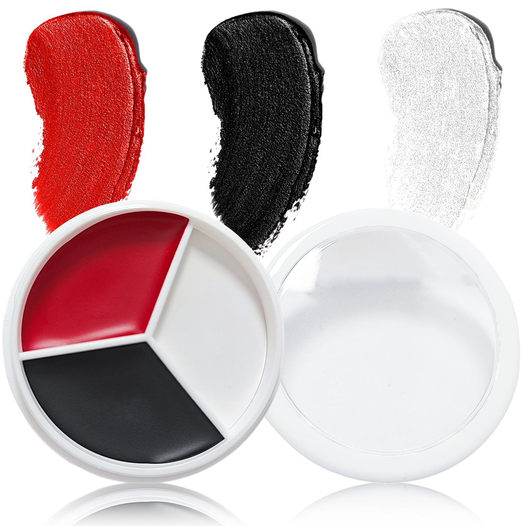3 Colors Clown Makeup Wheel,Halloween Foundation Cream Black White Red Face Body Paint Costume Clown Stage Makeup Kit for adults,Halloween Zombie Joker SFX Face Painting Makeup Palette