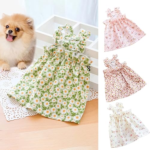 Miniatura 5 de shlutesoy Falda floral para perro, lindo vestido sin mangas para mascota, color vibrante, disfraz de princesa para perro pequeño, disfraz de cosplay