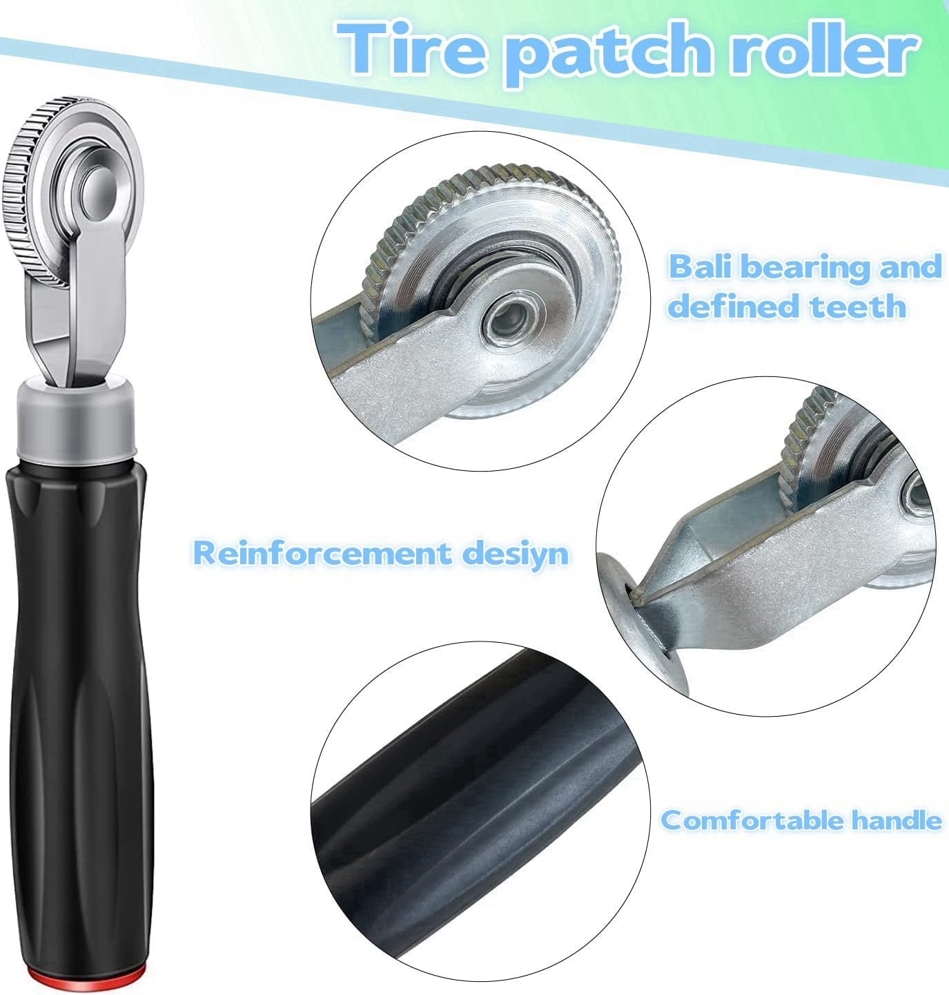 Tire Repair Patch Tool Kit, 24pcs Tire Patch Plugs,Tungsten Buffing Wheel, Inner Liner Scraper,Patch Roller and 4pcs 2.2Bar 32-to-35 PSI Car Tire Pressure Monitor for Cars, Motorcycles, Bicycles