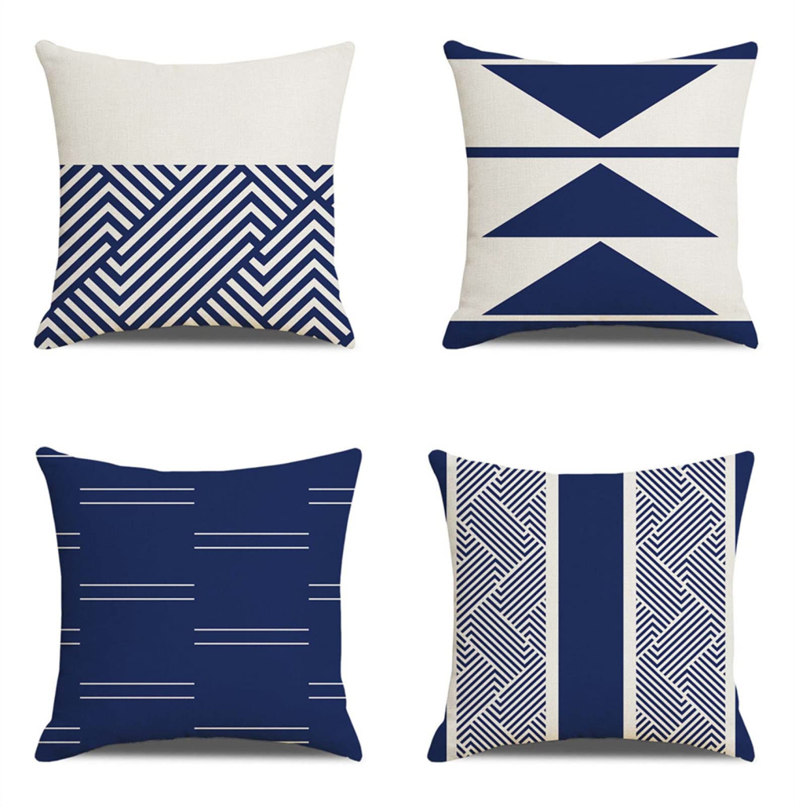 Coussin salon de jardin extérieur lot de 4 housses bleues 65x65 cm