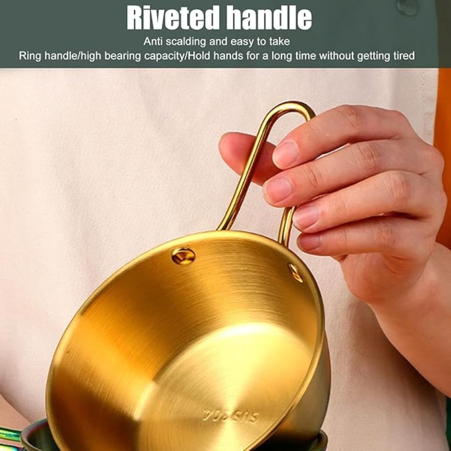 HDR MALL Ramen Bowls, 304 Stainless Steel Korean Traditional Bowls Rice Wine Bowl with Handle, Hiking Soup Dish,Makgeolli Bowls,Hiking Soup Dish, Food Bowl Camp Cup, 4.7 Inch, 10 Ounces (1) 3