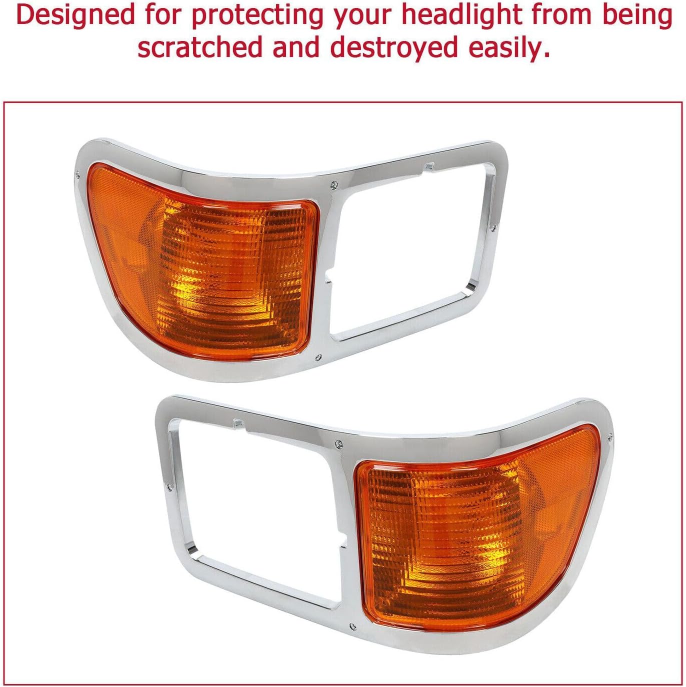 for Ford for F750 2000-2013 2015 Right Left Headlights Bezel Head Lights Pair Plastic Both Driver & Passenger Side Signal Corners -020