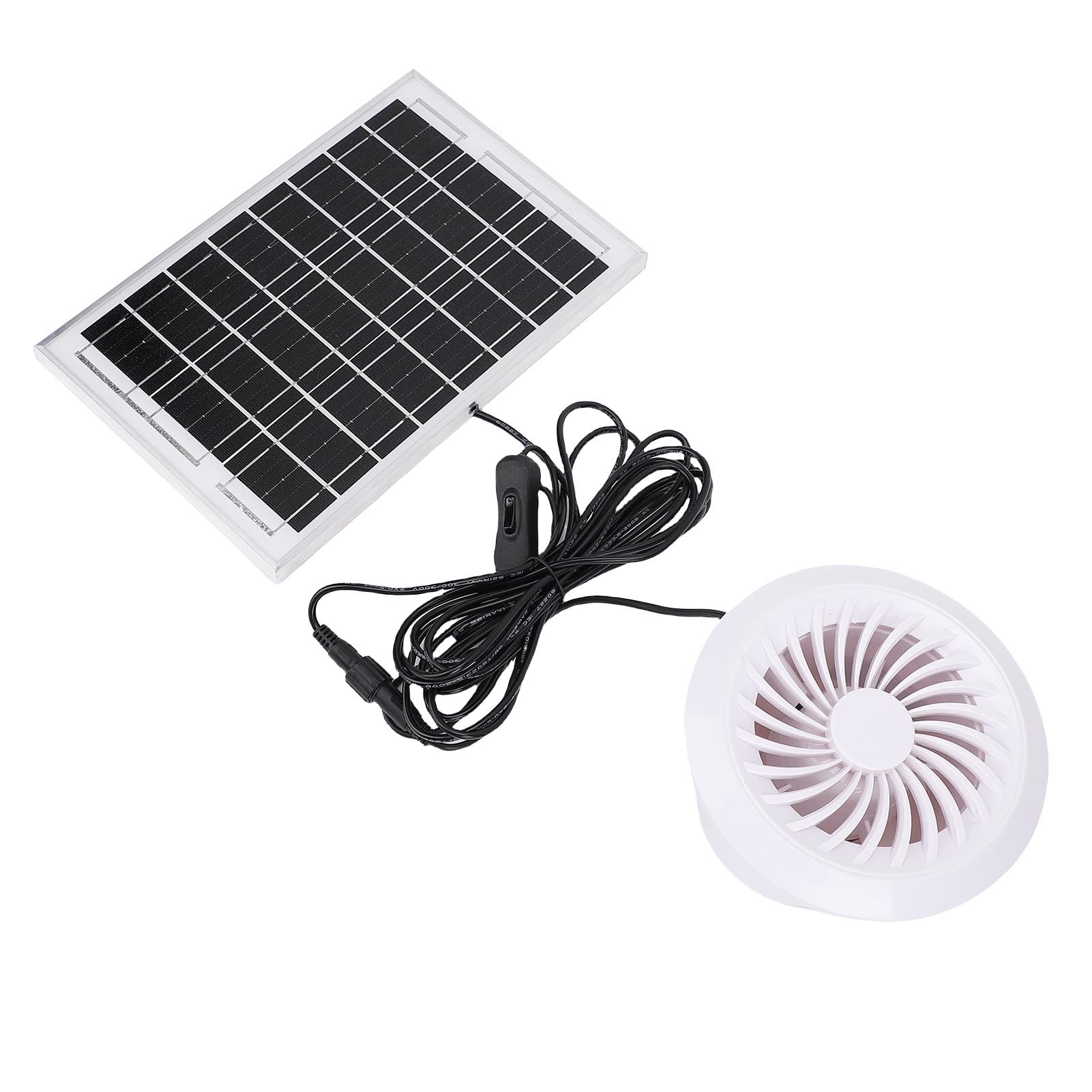 Pongnas Kit Ventola Ad Energia Solare per Cucce, Pollai e Serre - Ventola in Silicio Monocristallino da 6 W con Design di Ventilazione Rotondo