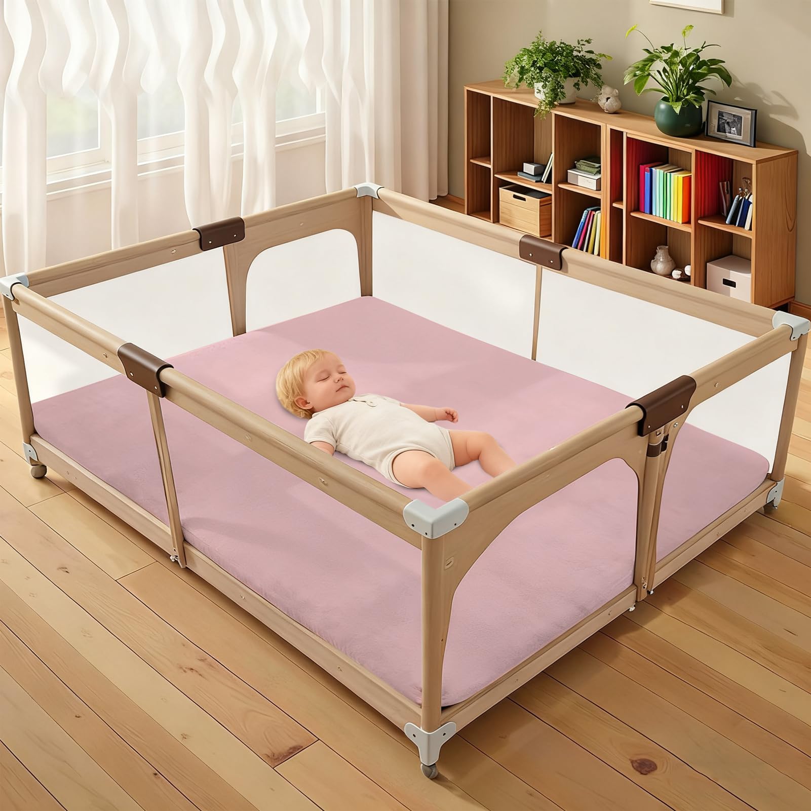 3CM Dicker Spielteppich Krabbelmatte Baby Spielmatte, Teppich Kinderzimmer mit Memory-Schaum Rutschfester Entwurf für Kinderzimmer und Schlafzimmer 140 x 250 cm Rosa