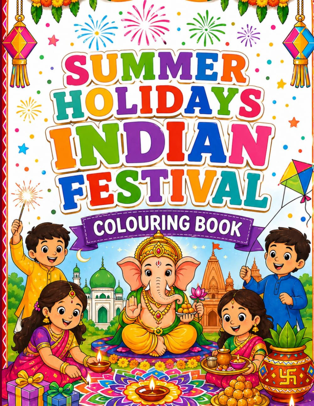 Summer Holidays Indian festival colouring Book: Colour and learn a Indian festival with kids