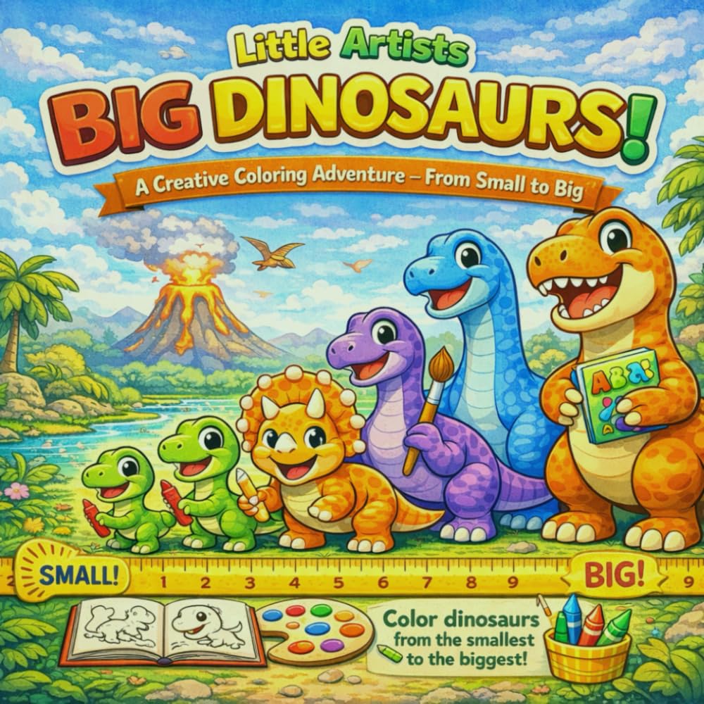 Little Artists, Big Dinosaurs: A Creative Coloring Adventure – From Small to Big