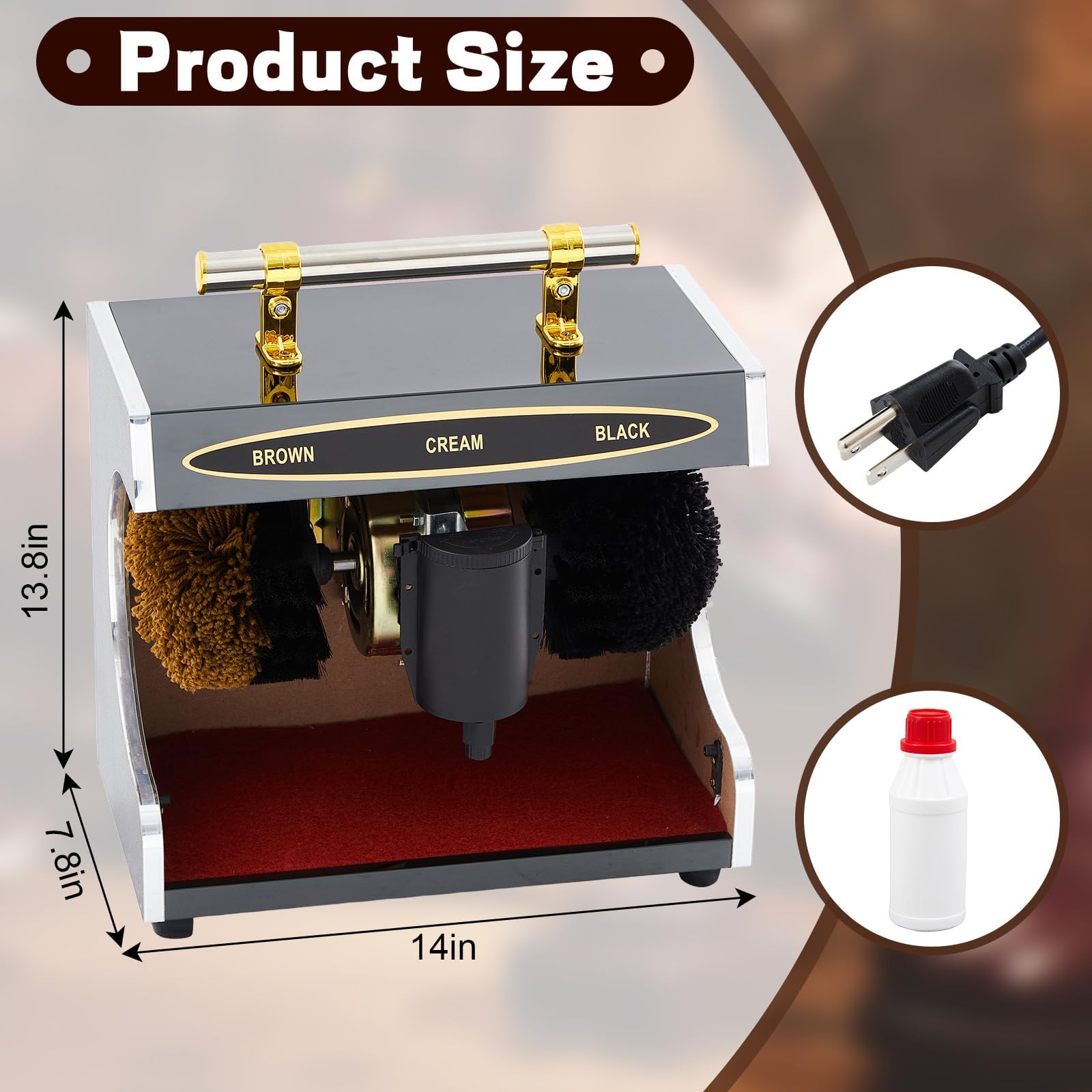 Elektrische Schuhe Reiniger Shiner Sohle,Polishing Machines for Shoes,Shoe Shine Machine with 2 Brushes and Shoe Polish Dispenser,for Shoes Sofas Operation Perfect for Friends
