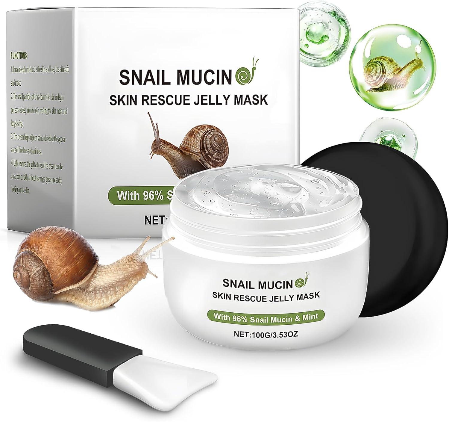 Slakkenslijmcrème, Snail Cream met slakkenslijm en hyaluronzuur, anti-aging gezichtscrème, face, snail mucin, ontlasten en lichter maken van de huid, 100 g