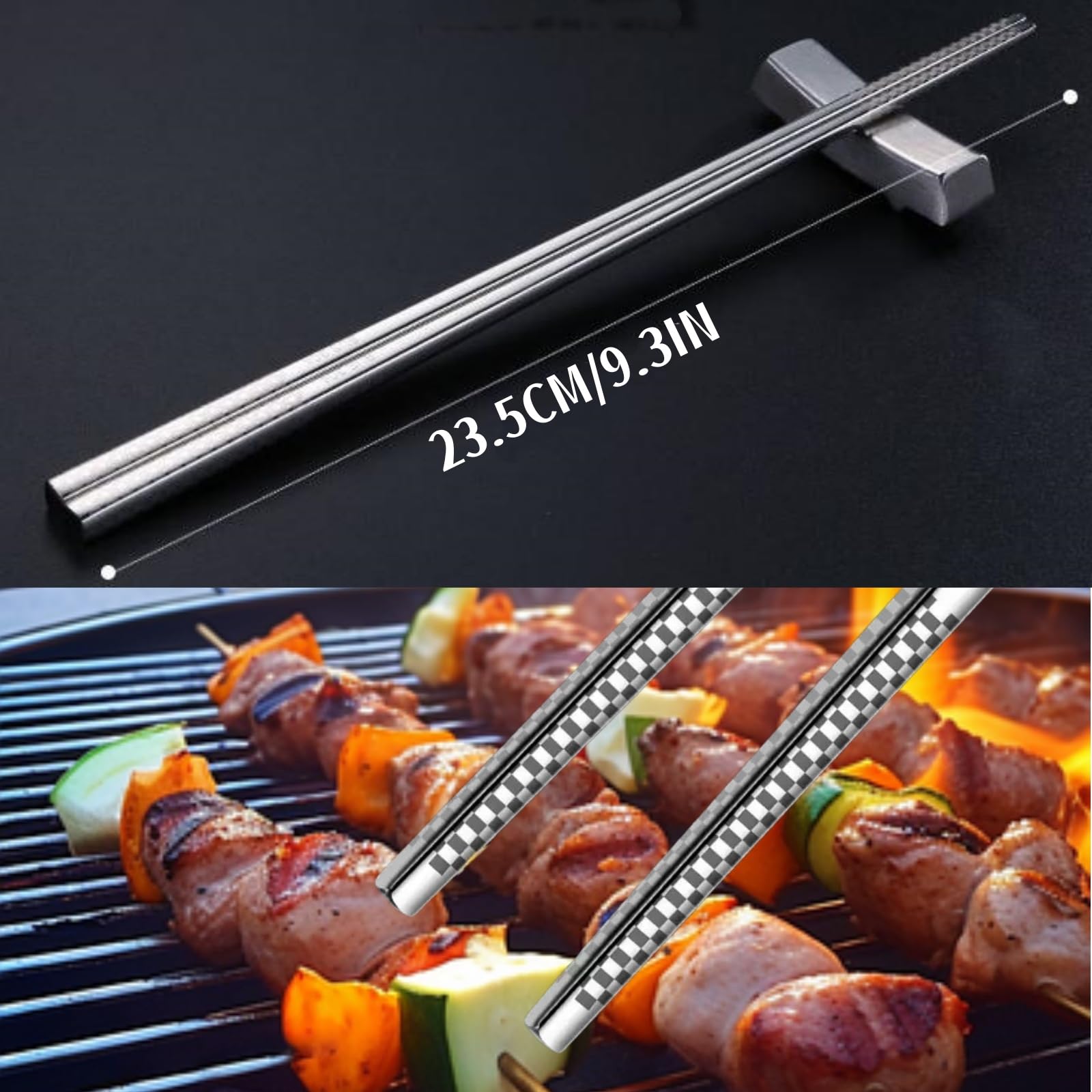 5 Pair Metal Chopsticks Reusable 18/8 Stainless Steel Chopsticks Set — Amazon image 2