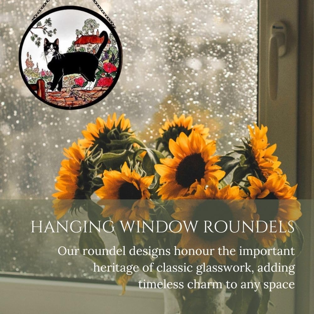 Decorative Hand Printed Stained Glass Window Sun Catcher/Roundel in a Puffins Design