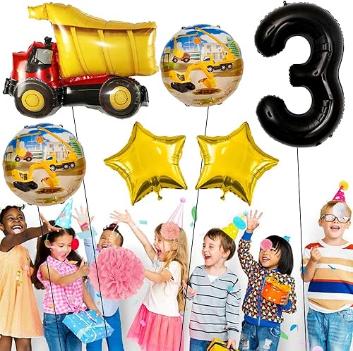 Miniatura 7 de Globos de construcción para fiesta de cumpleaños 3, globos de construcción para decoraciones de cumpleaños de 3 años, globos de aluminio gigantes,
