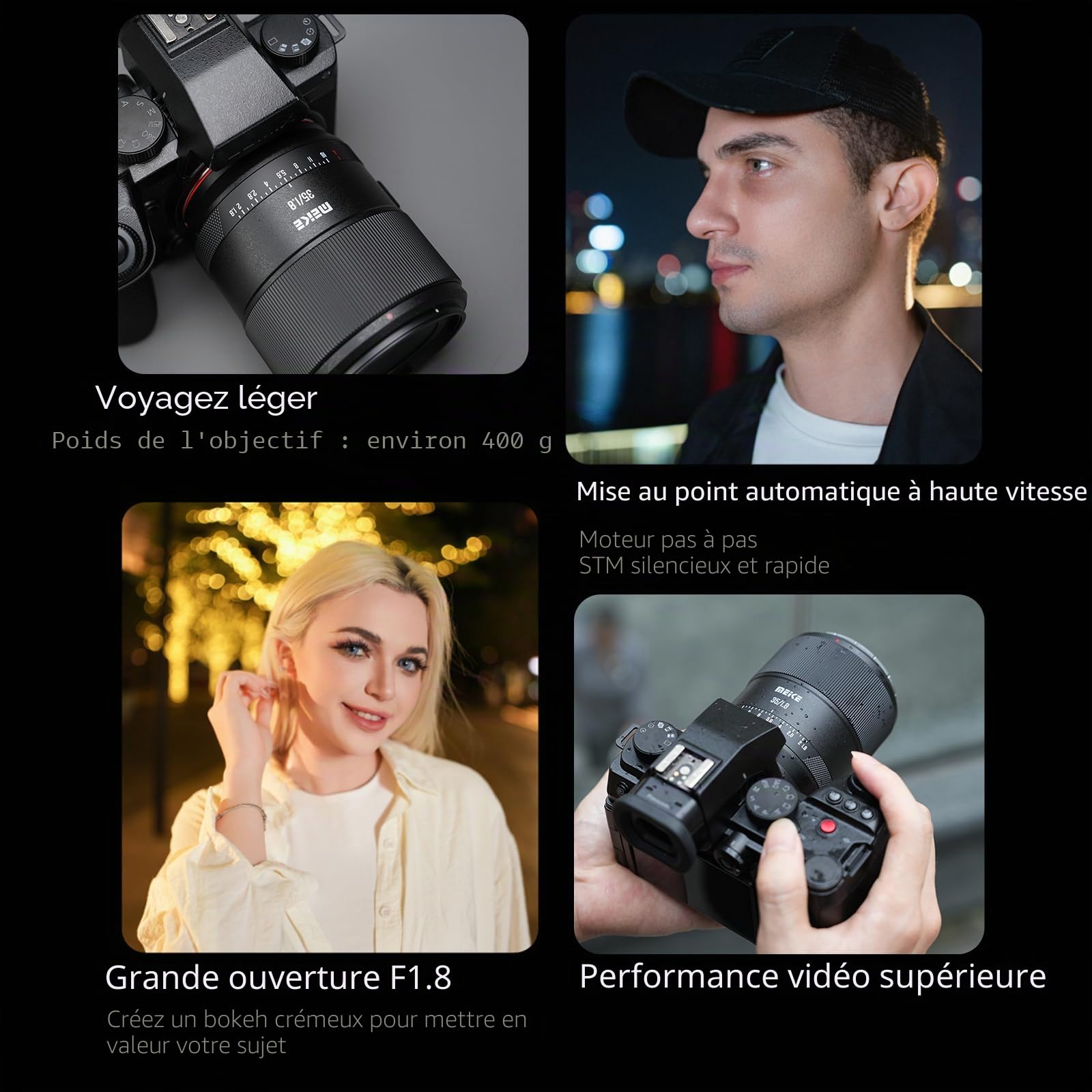 Meike Pro Objectif autofocus Grand Angle 35 mm F1.8 AF STM Plein Format Portrait 8K Haute résolution Compatible avec appareils Photo Panasonic Lumix Sigma Leica L-Mount S1H S1 S5 S5 Mark II S1R S9 SL