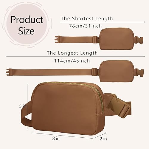 Miniatura 5 de Riñonera para correr para mujeres y hombres, bolsa cruzada con correa ajustable para deportes, Marrón, 1 paquete de riñonera