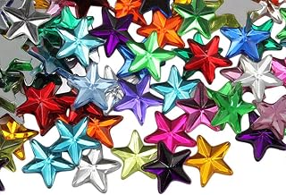 Allstarco Star Rhinestones Embelishments 15mm Flat Back Acrylic Plastic Gems for Jewelry, Crafts, Costumes, Invitations, Cosplay - 100 Pieces (Assorted Colors)