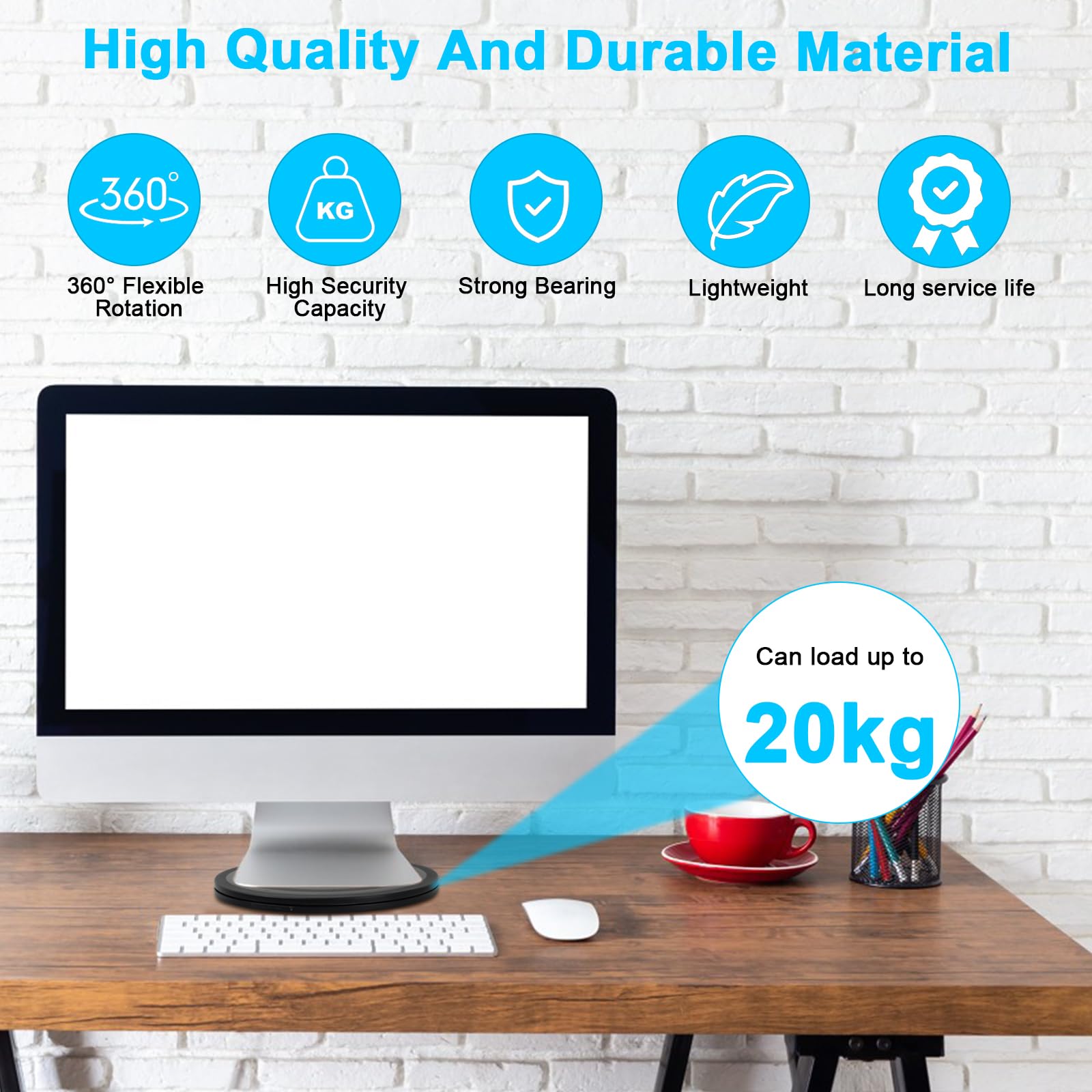20cm Support Plaque Tournant Rotatif, 360° Pivotant Plateau Tournante avec Roulements à Billes en Acier, Heavy Duty Tourne-Disque Rond Rotatif pour TV Artisanat Plantes à Bonsaï, Noir