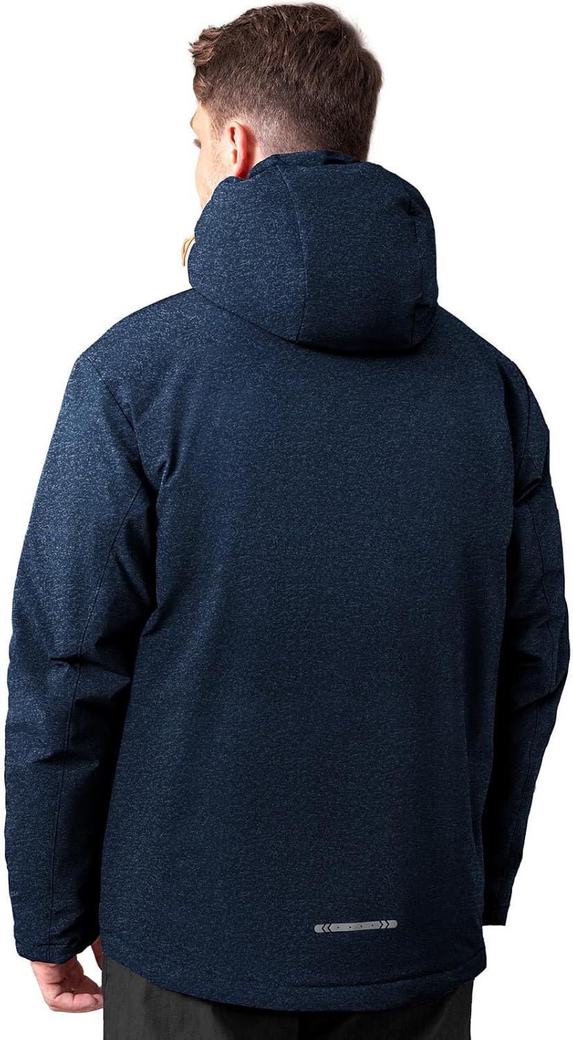 Men's Thermal Waterproof Windproof Jacket Hooded Insulated, Lightweight Winter Snow Coat with Multiple Pockets