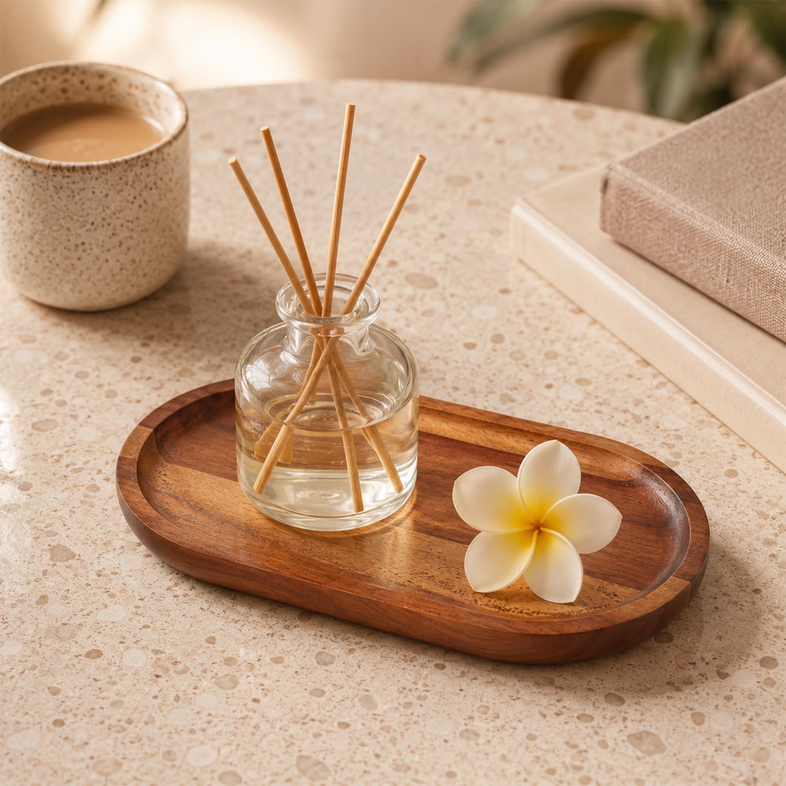 Ovale Holz Serviertablett Deko 18 x 10.5cm Klein Tablett Serviertablett Holztablett Schminktisch Tablett Rechteckig Deko Holztablett für Badezimmer Küche Kosmetik Kerzen Arbeitsplatten Küche, Haushalt & Wohnen
