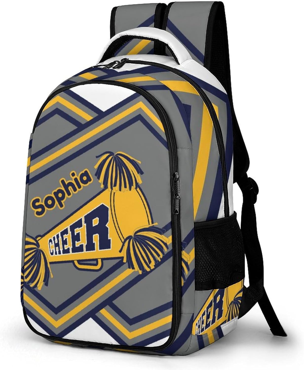 School Backpack Student Schoolbag Casual Travel Laptop Grey Yellow Cheer Stripe Bag for Boys Girls Gift - Image 3