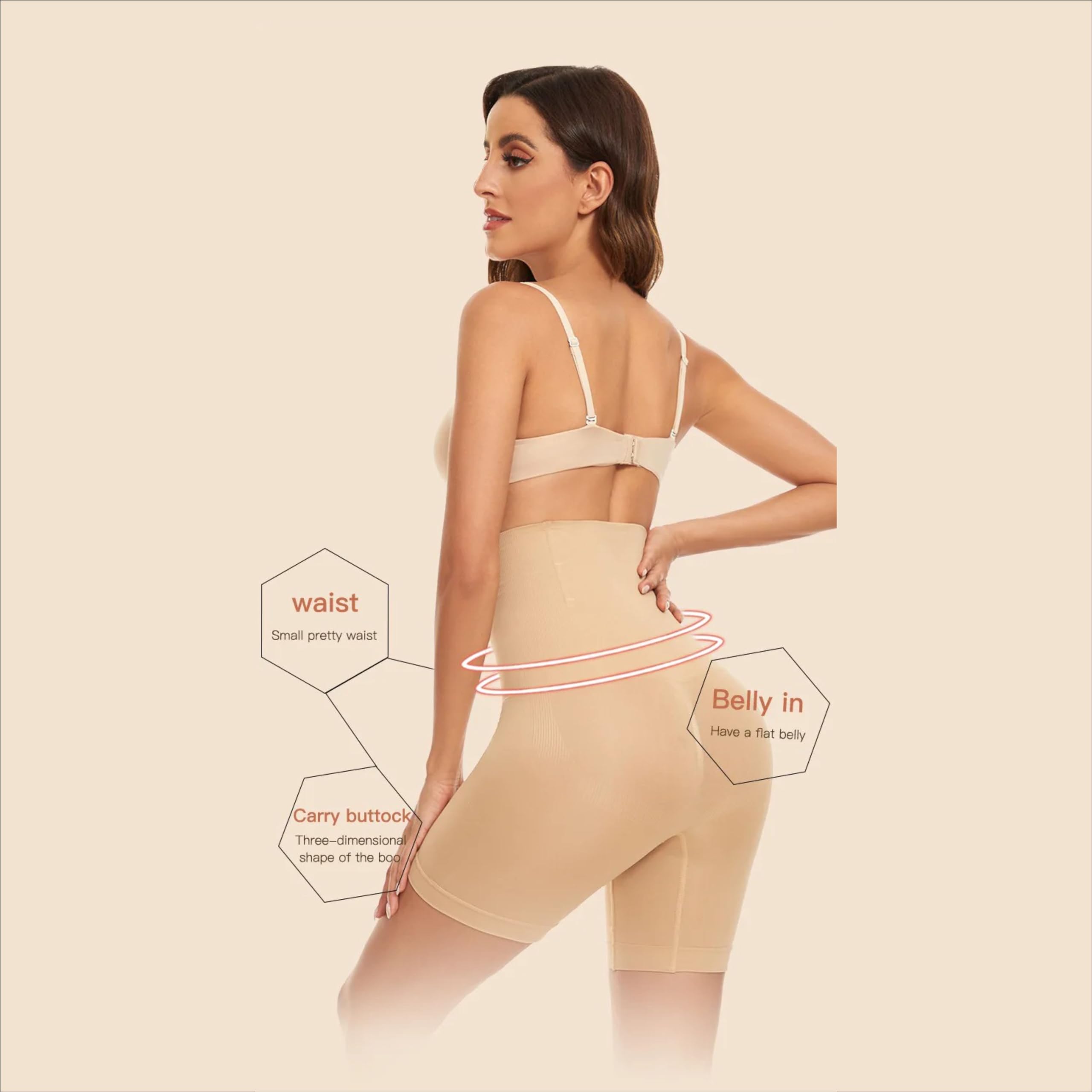ARDAKI Tummy Control Waist Shapewear - High Waist Slimming Panties Underwear for Women (Free-Size) (Beige) 3
