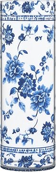 Chinoiserie Blue White Plastic Flower Vases 11.8 x 3.9 Inch Flower Arrangements in Vases Modern Vases for Living Room Dining Room Entryway Library Decor
