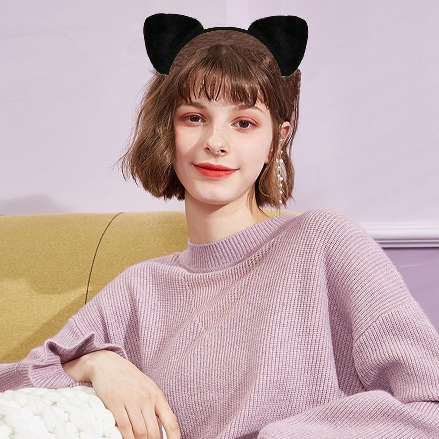 JOYFISCO Cat Ears Headband Furry Padded Cat Ear Headband Animal Cosplay Costume Headwear for Halloween Dress Up Theme Party - Image 7