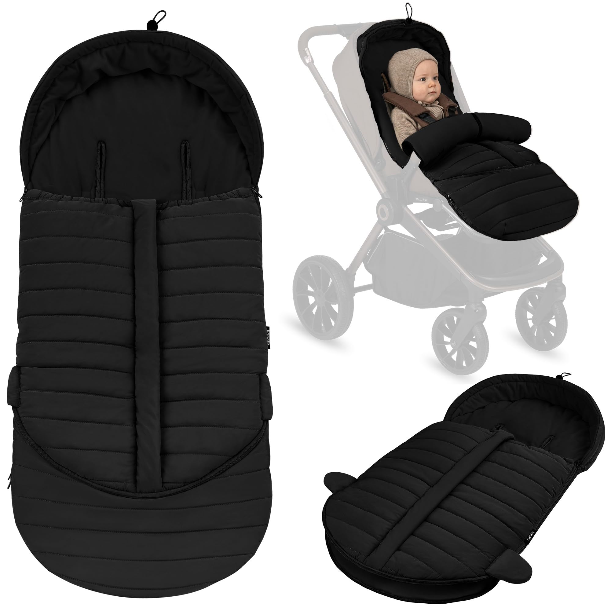 Lionelo Oli saco invierno cochecito universal 2 en 1 para capazo y silla de paseo, saco térmico bebé impermeable, compatible con arnés de 5 puntos, protección térmica para frío intenso