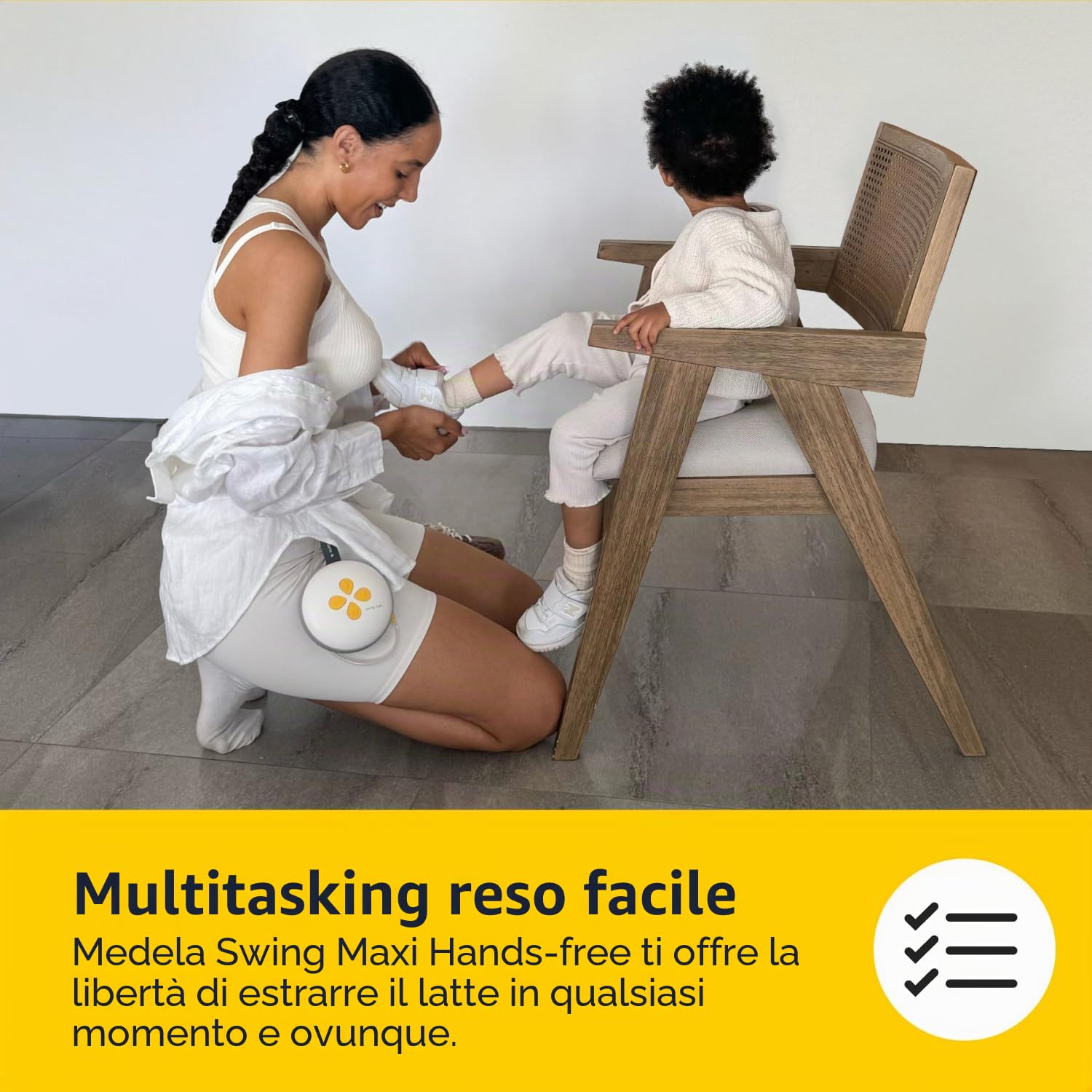 Medela Swing Maxi Tiralatte a mani libere | Facile, intuitivo, ideale da portare in viaggio, doppio tiralatte elettrico a mani libere