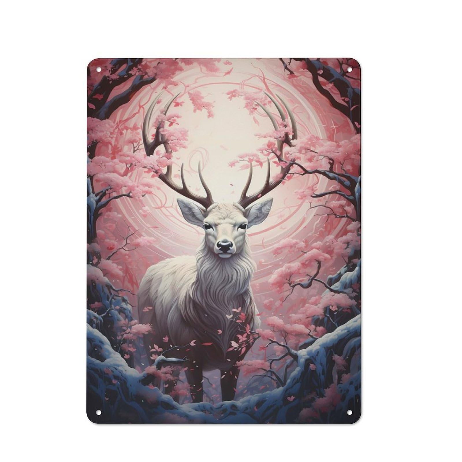 Tin Sign with Deer Design 40x30cm, Vintage Shed Wall Decor for Greenhouse, Garden Room, Cafe Or Entryway