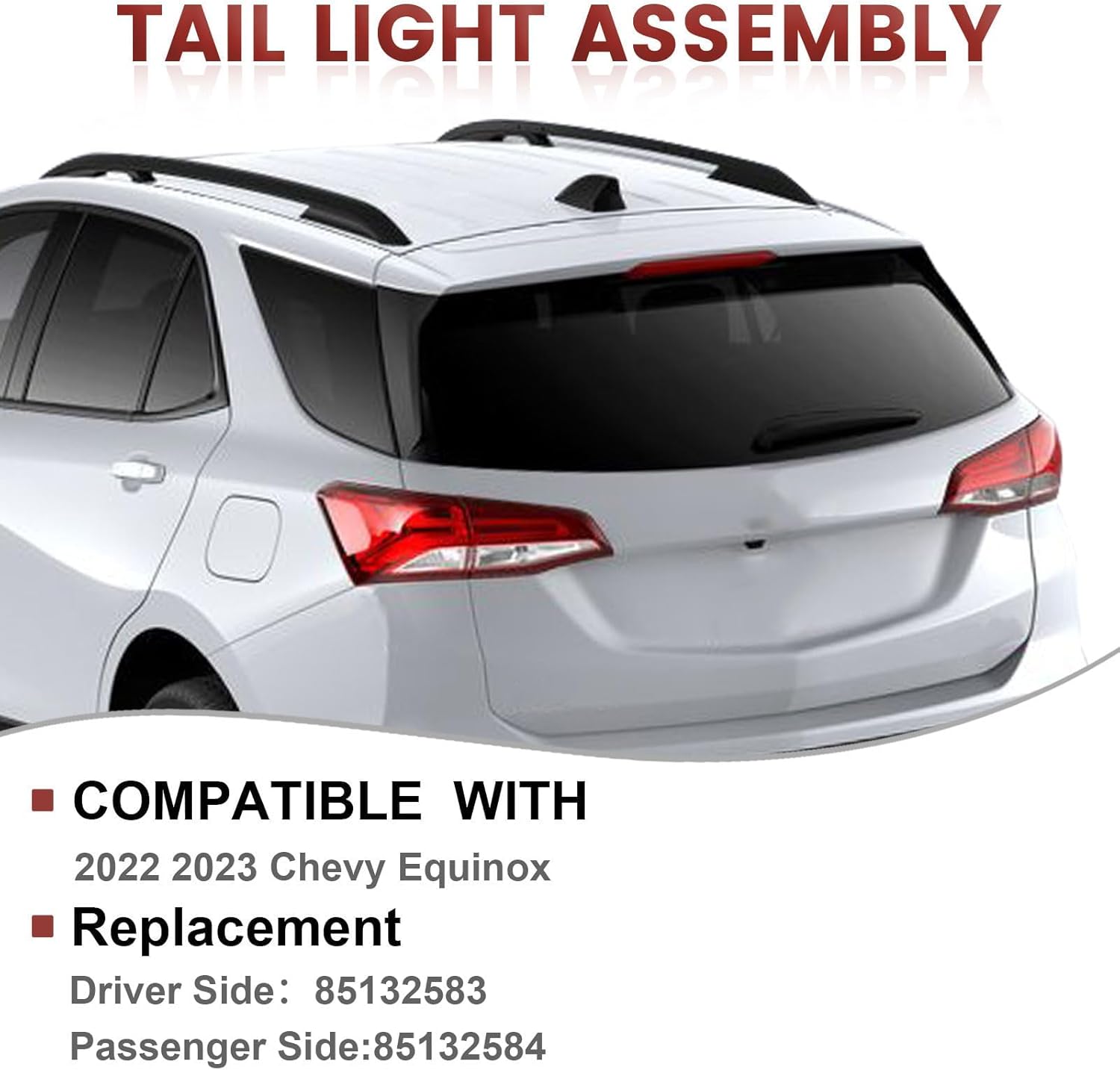 LED Tail lights Assembly Left Outer Compatible with 2022 2023 2024 Chevy Equinox OE Style Rear Light Taillights Replacement for 85132583