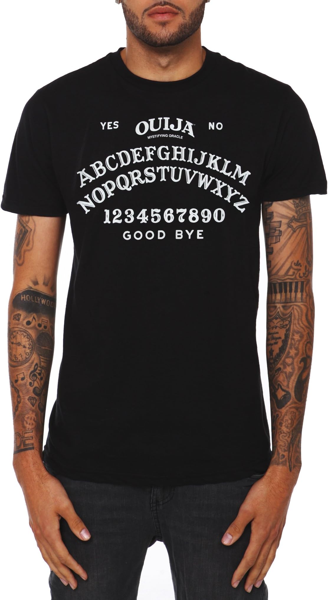 Ouija Board Men's Supernatural Print Black T-Shirt