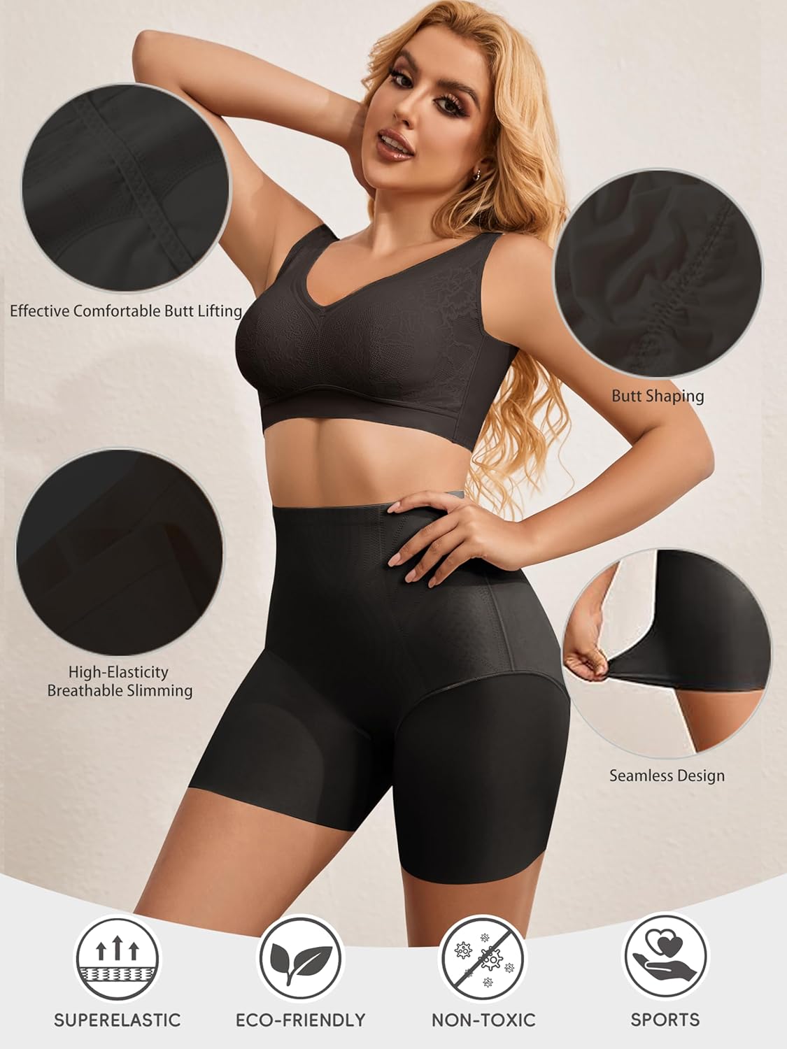 QOU Butt Lifting Shaping Shorts for Women - High Waist Seamless Panties,Tummy Control Slip Shorts to Wear Under Dresses - Image 2