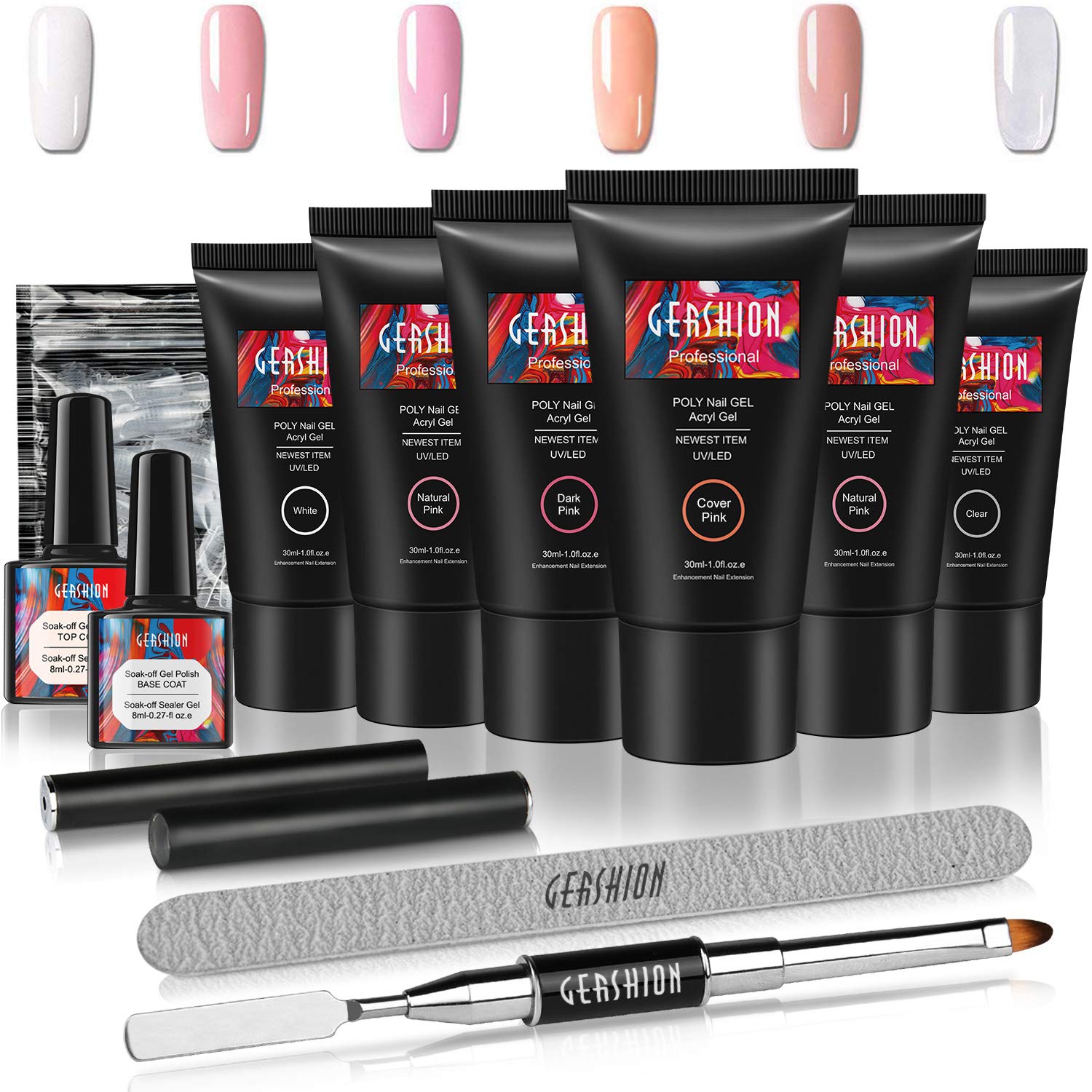 Gershion Nail Extension Gel Kit 30ml Nail Builder Gel Trendy Nail Art French Nail DIY for Beginner at Home S-02