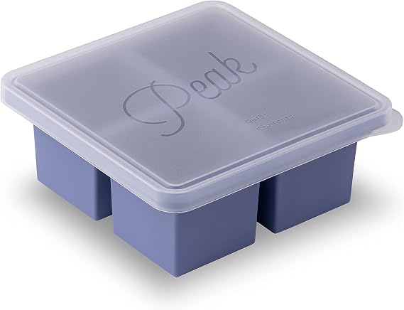 W&P Cup Cubes Silicone Freezer Tray with Lid, Blue, Makes 6 Perfect 1-Cup Portions, Freeze & Store Soup, Broth, Sauce, Leftovers, Dishwasher Safe