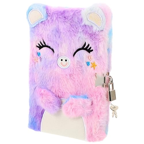 Operitacx Daily Planner Plush Diary Book Fluffy Notebook Secret Diary with Lock Writing Journal Student Rewards for Kids Girls Writing Drawing Notebook Purple Diary Journal
