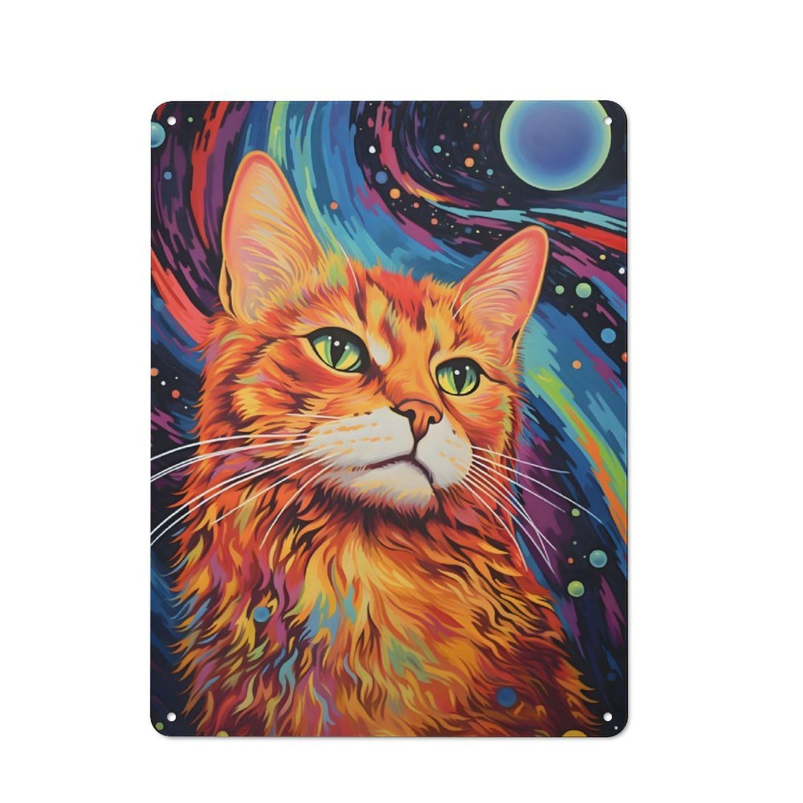 Retro Abstract Cat Vintage Tin Sign 40x30cm, Retro Room Decor for Lounge, Study, Pub Or Wall Gallery