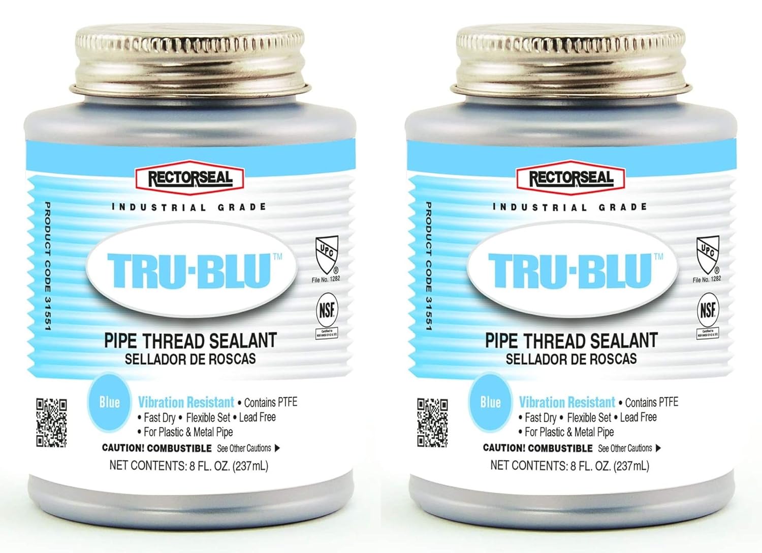 Rectorseal 31551 1/2 Pint Brush Top Tru-Blu Pipe Thread Sealant (Two Pack)
