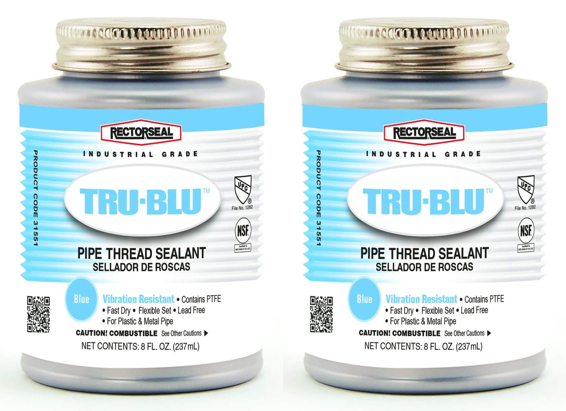 Rectorseal 31551 1/2 Pint Brush Top Tru-Blu Pipe Thread Sealant (Two Pack)