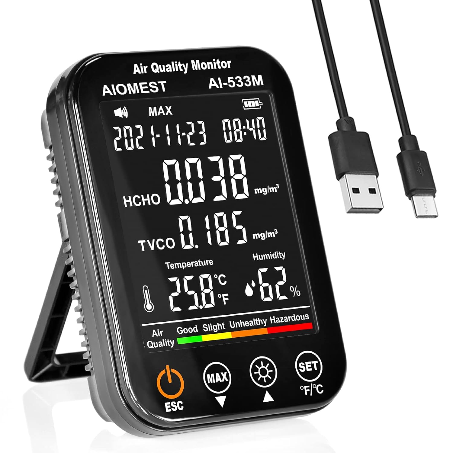 AIOMEST Comprehensive Air Quality Monitor Indoor Air Quality Meter with