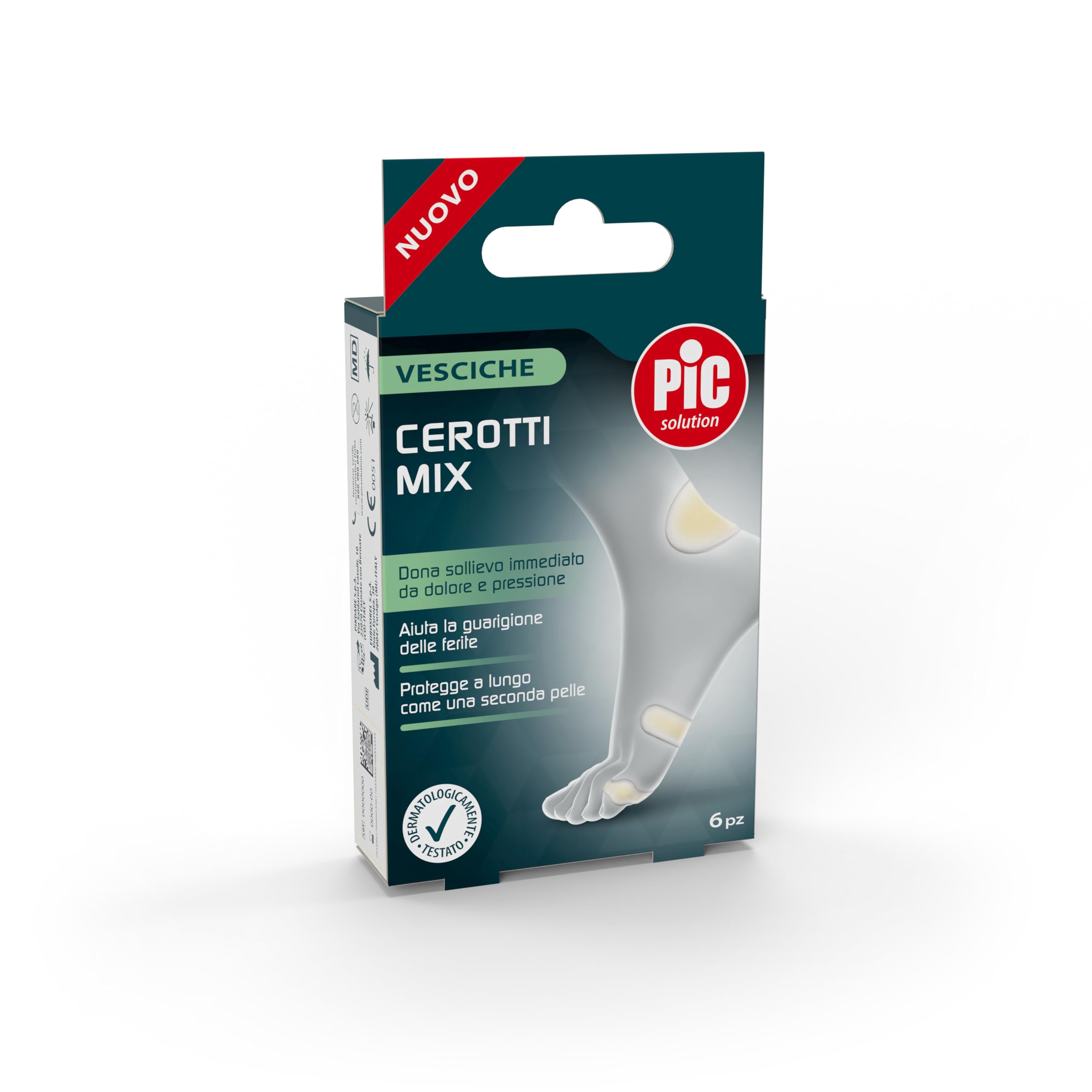 Pic Solution cerotti per vesciche confezione mix per tallone 44 x 69 mm, pianta del piede 20 x 60 mm, dita 18 x 61 mm