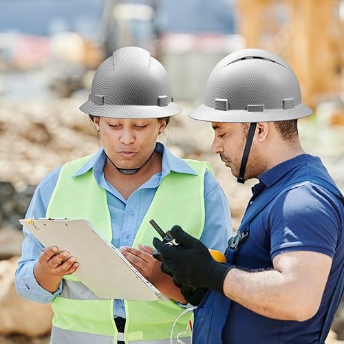 Miniatura 6 de Casco de seguridad OSHA de ala completa, casco de seguridad duradero y ligero de fibra de carbono, equipo de protección de suspensión de trinquete