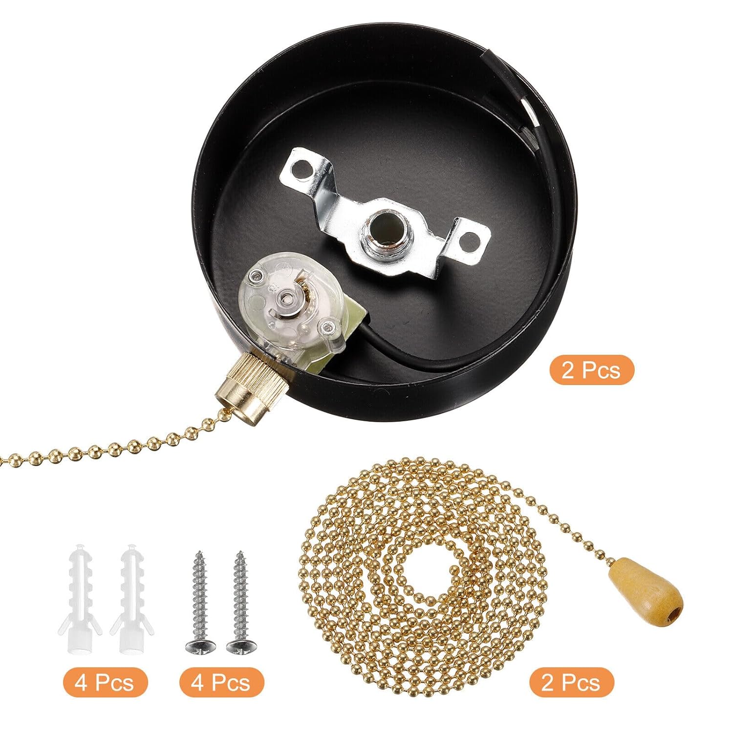Home and Garden Parts AC 125/250V Pull Chain Switch 2 Pack On-Off Ceiling Fan Switch for Lamp Black #CN/251024/13632