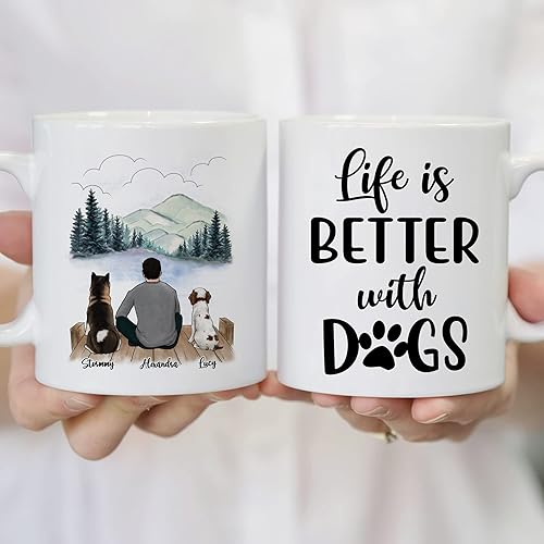 Miniatura 5 de Gossby Taza de café personalizada con diseño de perro, regalo para hombres amantes de los perros con nombre, razas de perros personalizadas,