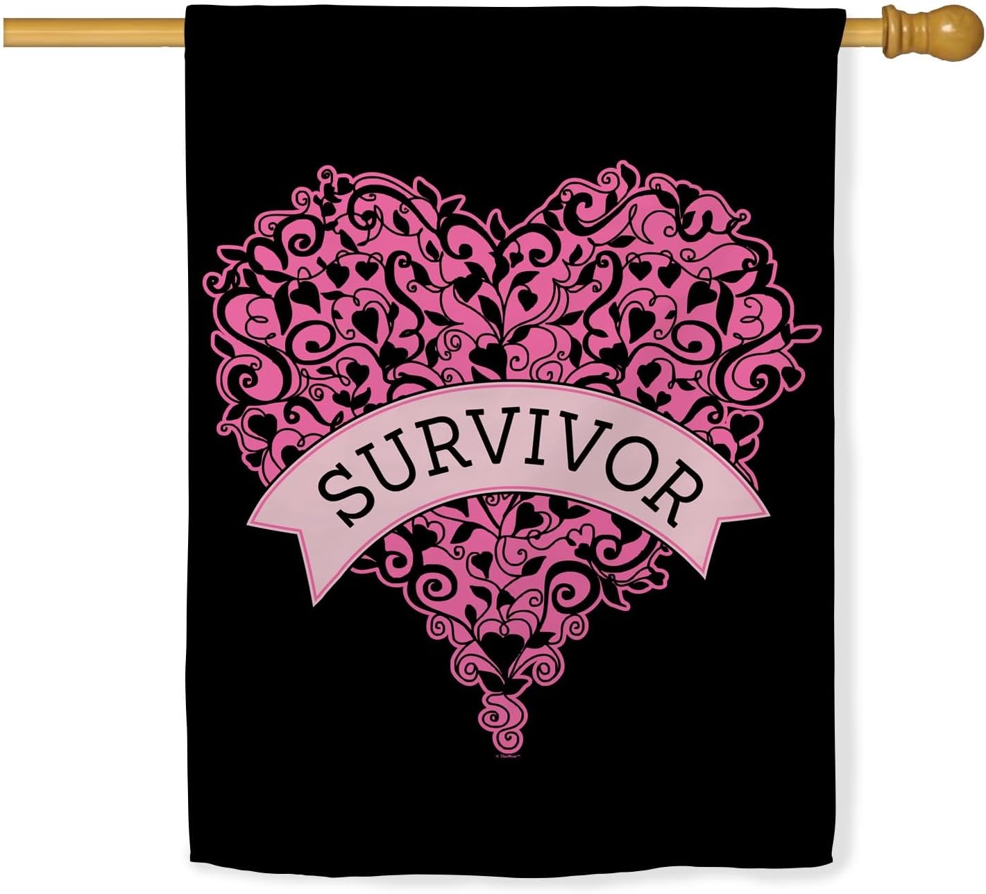 Survivor Flag Pink Heart Breast Cancer Awareness Flag Cancer Front Porch Flag Double Sided 28x40 House Flag