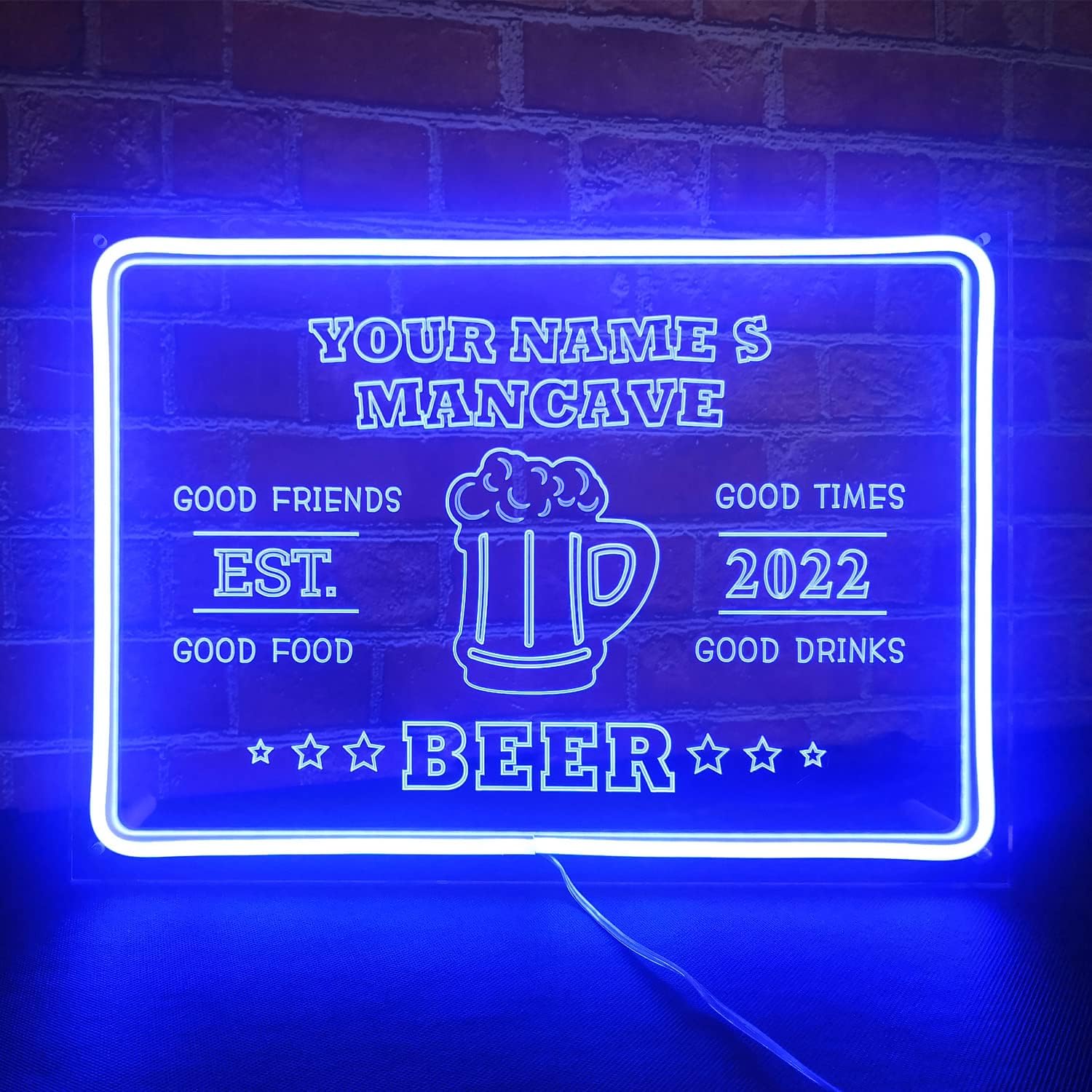 Custom Neon Bar Sign, Personalized Home Bar LED Sign, Acrylic Man Cave Neon Beer Signs for Home Bar Pub Man Cave Room Wall Décor, 13.8” x 9.8”