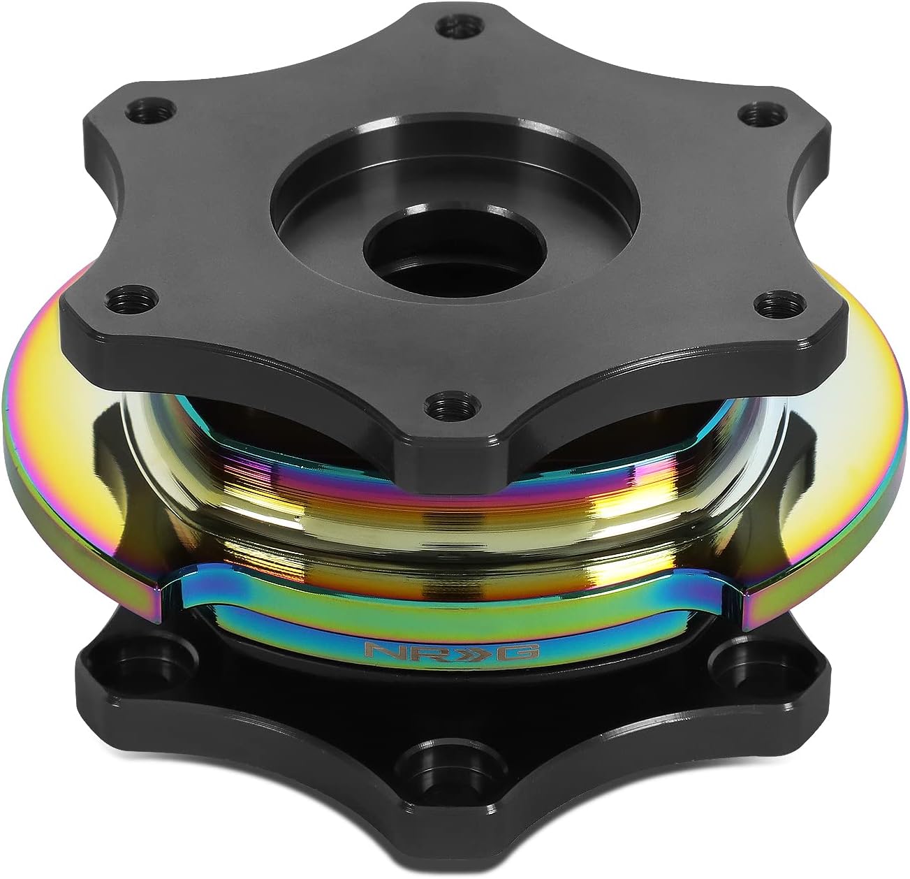 NRG Innovations NRG-SRK-R200BK-BK SRK-R200BK-BK SFI 42.1/6- Bolt Steering Wheel Quick Release Adapter, Black