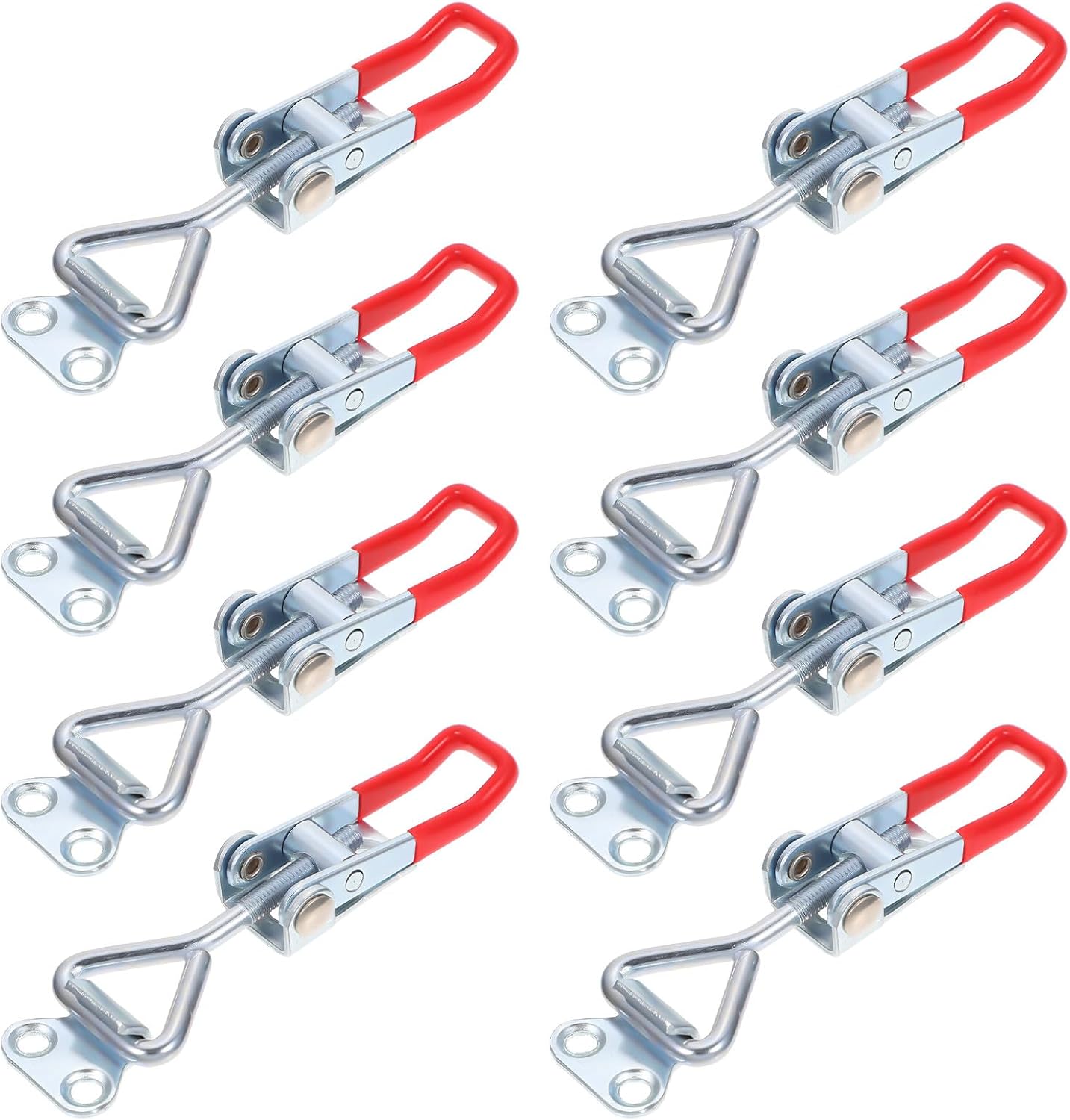 8 Pcs Adjustable Iron Pull Latch Clamp for Box Door Use Red | Quick Release Toggle Style, Smoker Doors and Hatches, Indoor Outdoor Use, Wear Resistant Set