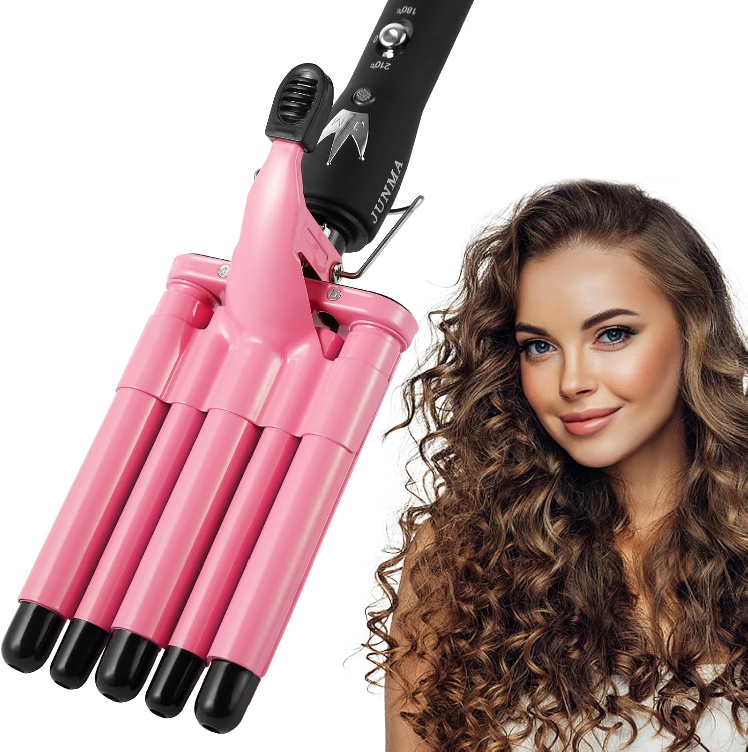 Crimper Hair Iron, 5 Barrel Curling Iron 0.6Inch Hair Crimper, Dual Voltage Hair