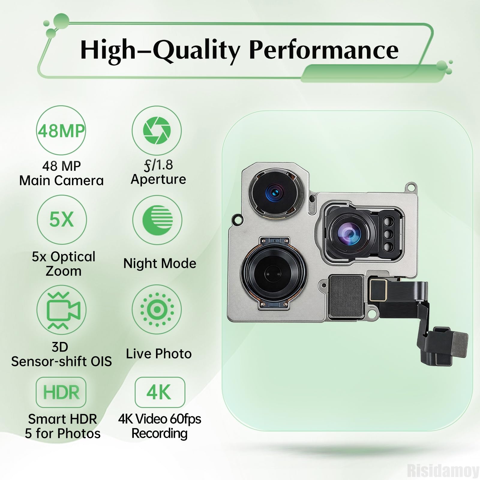 Amazon.co.jp: Risidamoy iPhone 16 Pro Max用 リアカメラ 交換用 48MP